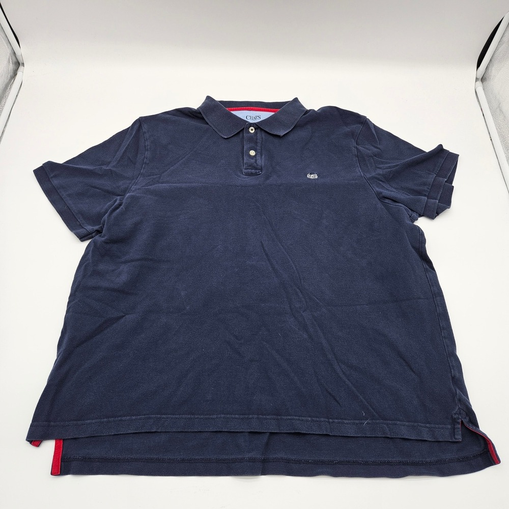 CHAPS The Everyday Polo Mens XXL Navy Blue Short Sleeve‎ Cotton Casual Shirt